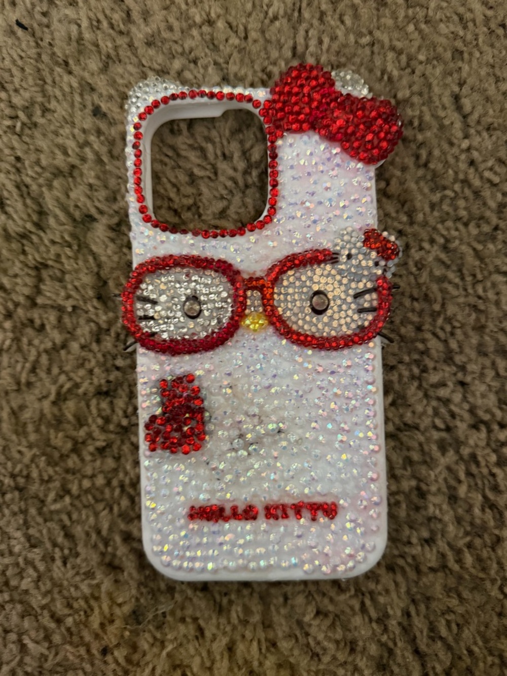 Hello Kitty White and Red Crystal Rhinestone Phone Case